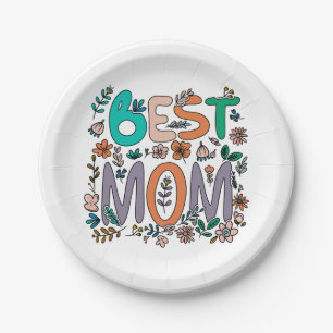 Best Mum Floral Paper Plate