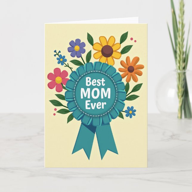 Best Mum Floral Pattern Card (Front)