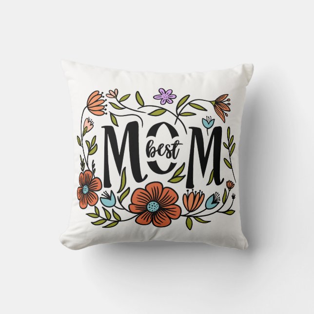 Best Mum Floral Pillow (Front)