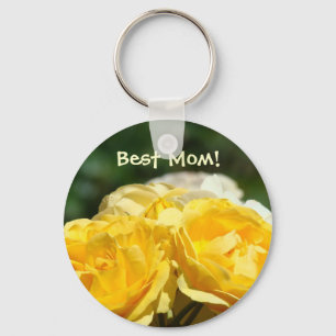 Best Mum! gifts keychain Yellow Rose Flower Garden