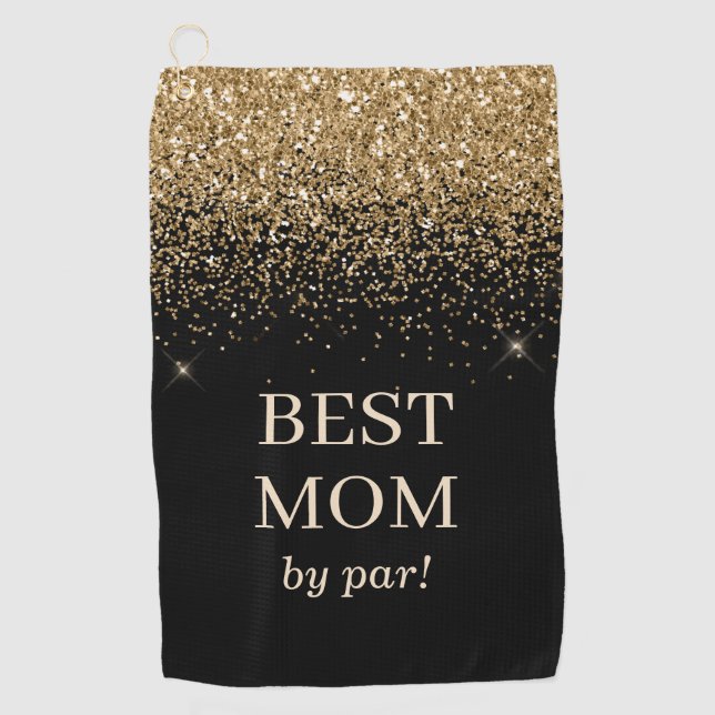 Best Mum Gold Glitter Pro Monogrammed Mother's Day Golf Towel (Front)