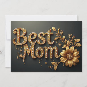 Best Mum Gold Lettering Holiday Card