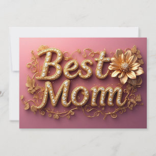 Best Mum Gold Lettering Holiday Card