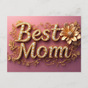 Best Mum Gold Lettering Postcard