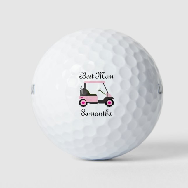 Best Mum Golfer Golf Cart Mother's Day Custom Golf Balls (Front)