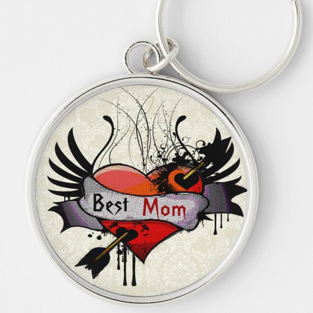 Best Mum Grunge Heart Keychain (Front)