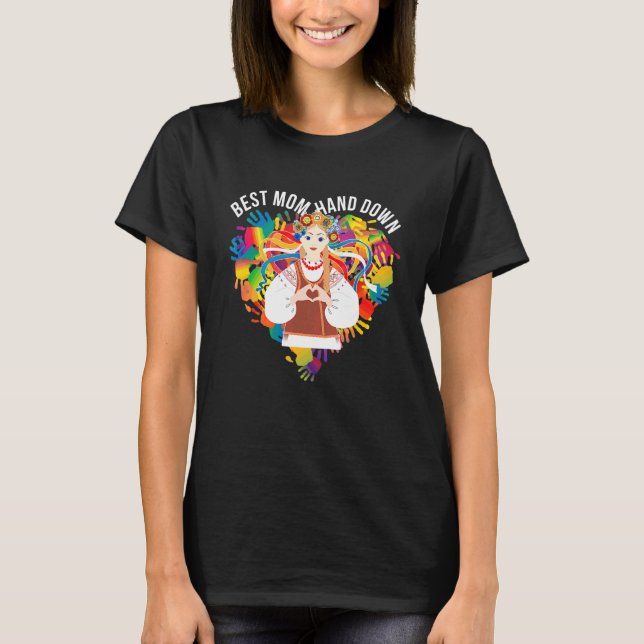 Best Mum Hand Down Hippie Girl Love Peace Happy Mo T-Shirt (Front)