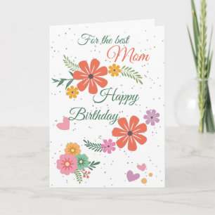 Best Mum Happy Birthday Flowers Green Birthday Card