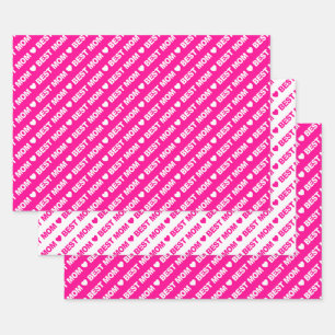 Best Mum Hot Pink and White Wrapping Paper Sheets