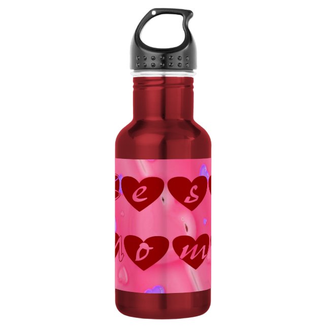 Best Mum in Hearts 532 Ml Water Bottle (Front)