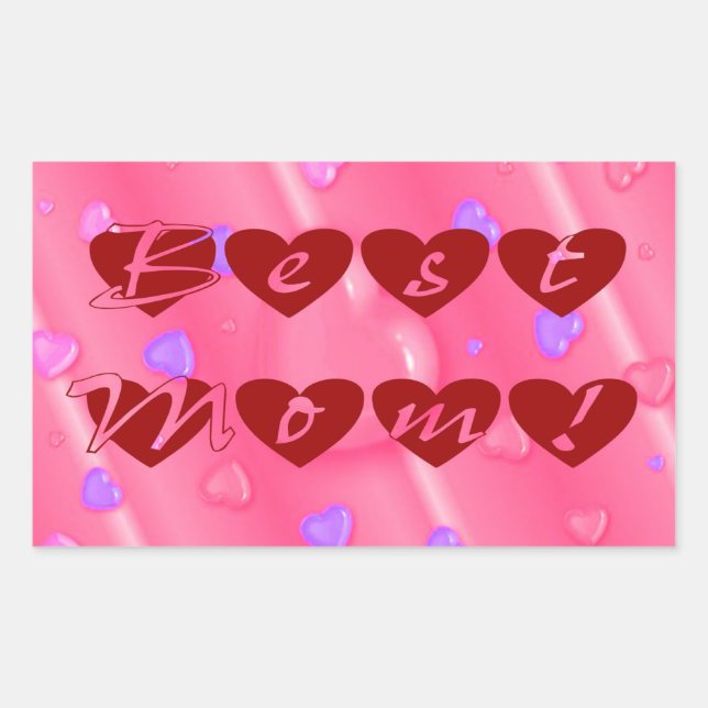 Best Mum in Hearts Rectangular Sticker (Front)