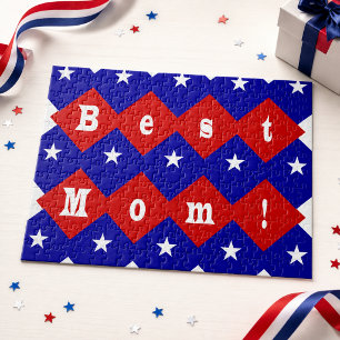 Best Mum in Patriotic Diamond Shape Jigsaw Puzzle