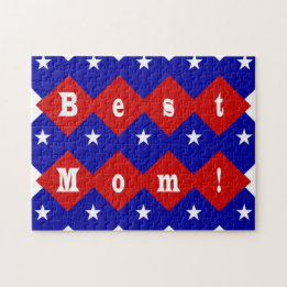 Best Mum in Patriotic Diamond Shape Jigsaw Puzzle