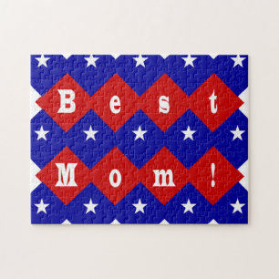 Best Mum in Patriotic Diamond Shape Jigsaw Puzzle