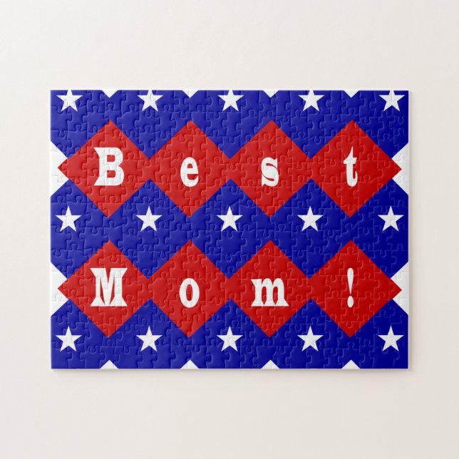 Best Mum in Patriotic Diamond Shape Jigsaw Puzzle (Horizontal)