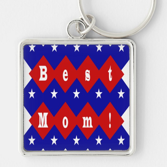 Best Mum in Patriotic Diamond Shape Key Ring (Front)