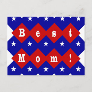 Best Mum in Patriotic Diamond Shape Postcard