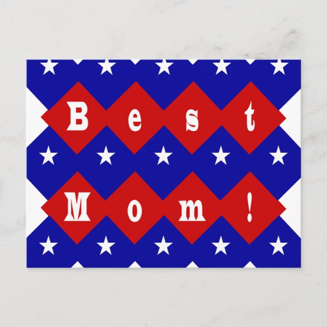 Best Mum in Patriotic Diamond Shape Postcard (Front)