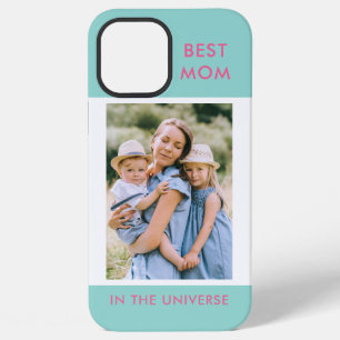 Best Mum in the Universe Custom Photo Mint Pink iPhone 12 Pro Max Case