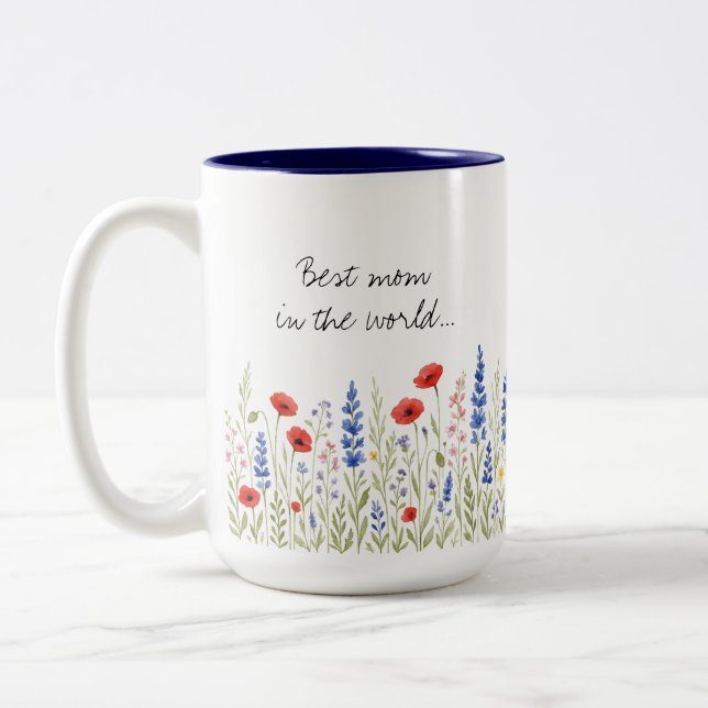 Best Mum in the World Mug with Colourful Wildflowe (Left)
