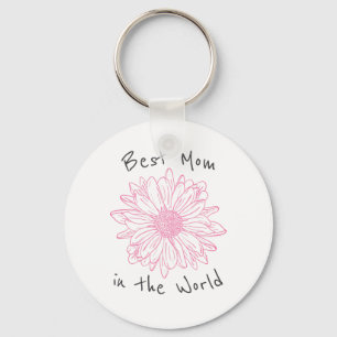 Best Mum In the World Pink Floral Key Ring