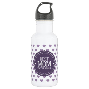 Best Mum in the World Violet Hearts and Circle 532 Ml Water Bottle