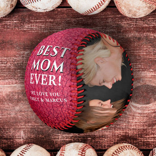 Best Mum Leather Print Mother`s Day Photo Collage Baseball