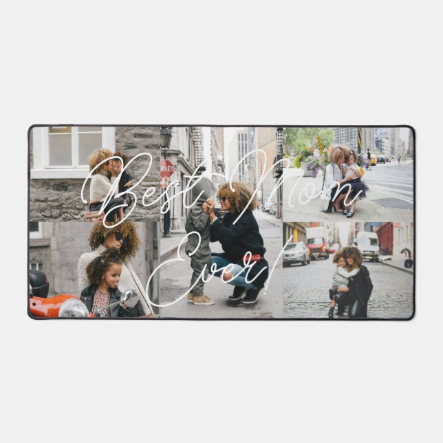 Best Mum Modern Five Photo Collage Custom Desk Mat (Front)
