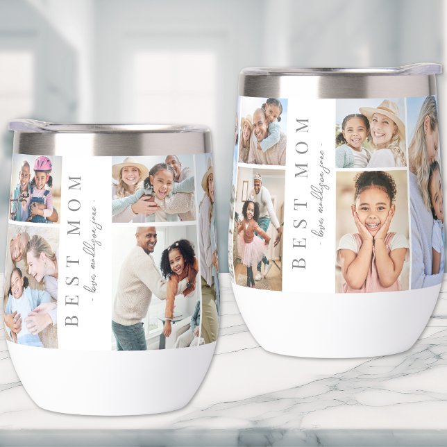 Best Mum Mother's Day Photo (Mom Photo Collage Thermal Wine Tumbler )