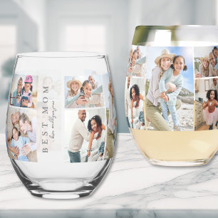 Best Mum Mother's Day Photo Stemless Wine Glass