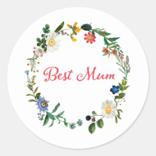 Best Mum - Mother's Day Quote Cushion T-Shirt Classic Round Sticker