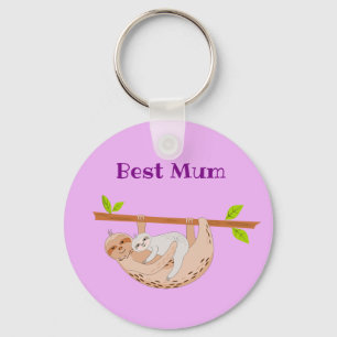 Best Mum, Mothers Day Sloth & Baby Key Ring