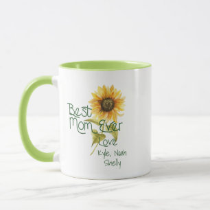 Best Mum #mothersday Personalised Sunflower Gift  Mug