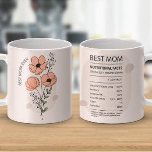 Best Mum Nutritional Facts Mug- Floral Poppy Coffee Mug
