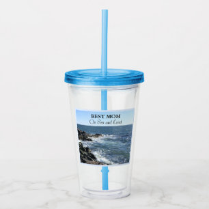 Best Mum On Sea and Land Blue Atlantic Ocean Cute Acrylic Tumbler