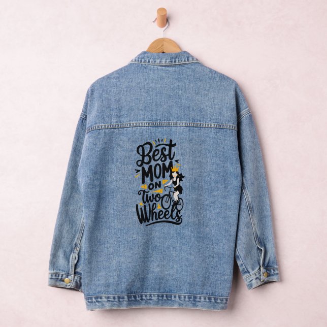 Best Mum On Two Wheels With Crown - Mothers Day Denim Jacket (Hangar)