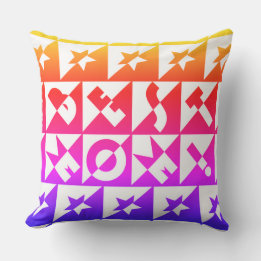 Best Mum Orange, Pink, Blue, Pattern and Stars Cushion
