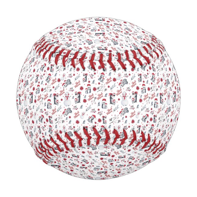 Best Mum Penguin Christmas pattern Baseball (Front)