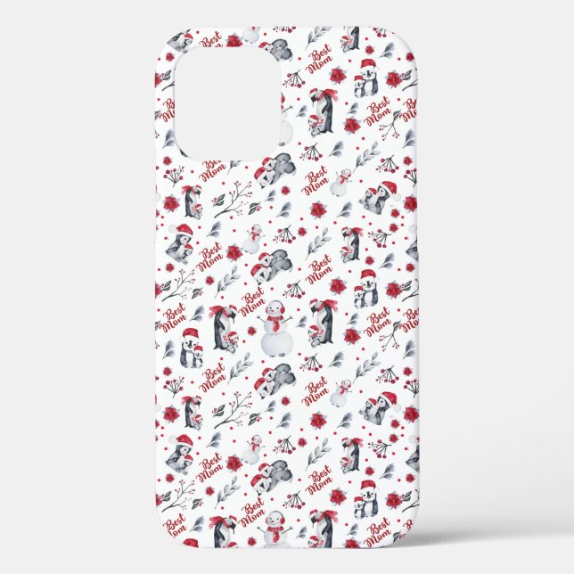 Best Mum Penguin Christmas pattern Case-Mate iPhone Case (Back)