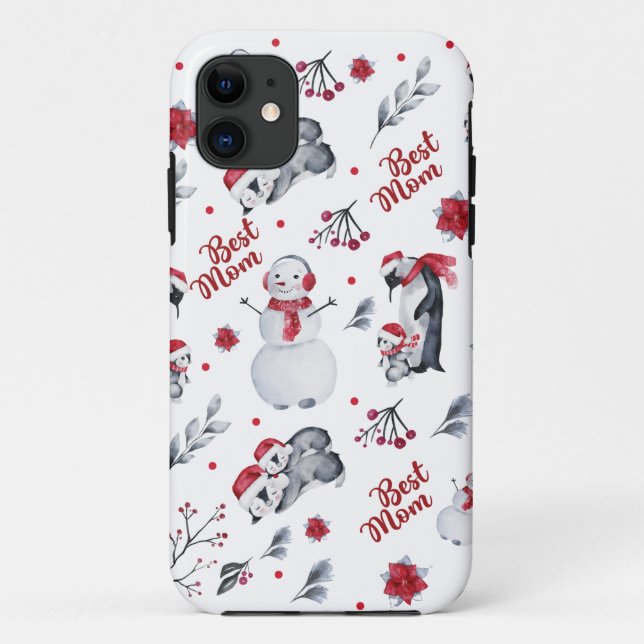 Best Mum Penguin Christmas pattern Case-Mate iPhone Case (Back)