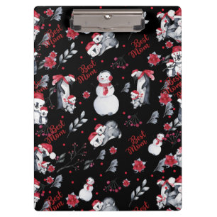 Best Mum Penguin Christmas pattern Clipboard
