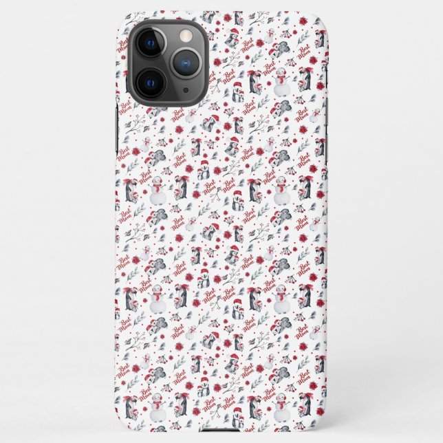 Best Mum Penguin Christmas pattern iPhone Case (Back)