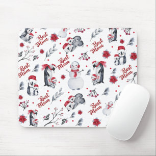 Best Mum Penguin Christmas pattern Mouse Pad
