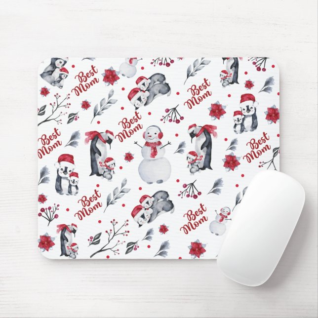 Best Mum Penguin Christmas pattern Mouse Pad (With Mouse)