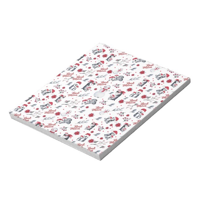 Best Mum Penguin Christmas pattern Notepad (Rotated)