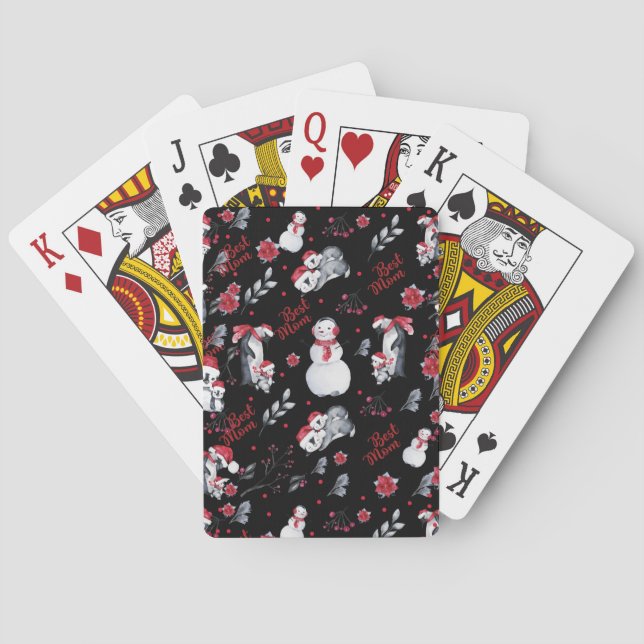 Best Mum Penguin Christmas pattern Playing Cards (Back)