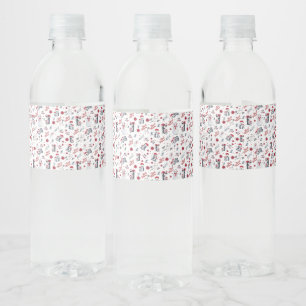 Best Mum Penguin Christmas pattern Water Bottle Label