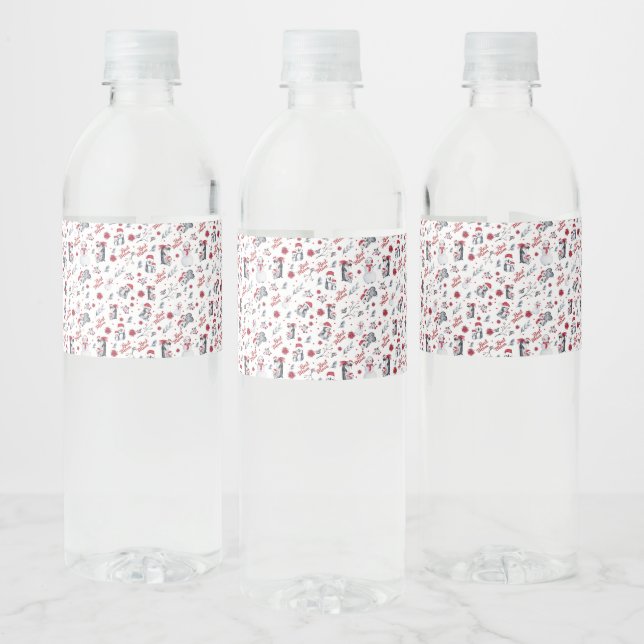 Best Mum Penguin Christmas pattern Water Bottle Label (Bottles)