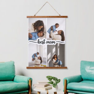 Best Mum Personalised 4 Photo Collage Hanging Tapestry