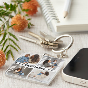 Best Mum Personalised 4 Photo Collage Key Ring